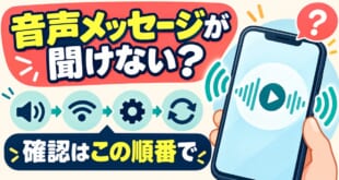 LINEのボイスメッセージが聞けないときの確認順を示す図